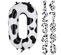 XXL Mucca Print Numero 0 Palloncini Grandi Folie Mylar Helium Number 0 Cow Palloncino Fattoria Tema Party Decorazioni Compleanno 100cm