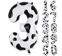 XXL Mucca Print Numero 3 Palloncini Grandi Folie Mylar Helium Number 3 Cow Palloncino Fattoria Tema Party Decorazioni Compleanno 100cm
