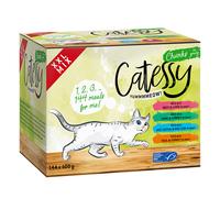 XXL Pack Catessy Bocconcini in Salsa e Gelatina 144 x 100 g Umido per gatto - Mix 4 gusti in Salsa