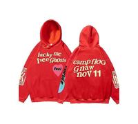 (XXL,Red)Graffiti Letter Printed Loose Hooded Kanye Sweatshirts Men Oversized Fleece Luck Me I See Ghosts Hoodie Unisex Pullover Hoody
