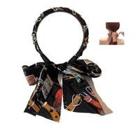 XXLNBJKA Satin Fabric Hair Bands, Retro Satin Cross Knotted Fabric Headband, Soft Hair Curlers for Daily Wearing, Dating, Sport, Making Up(Black)