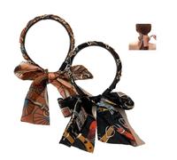 XXLNBJKA Satin Fabric Hair Bands, Retro Satin Cross Knotted Fabric Headband, Soft Hair Curlers for Daily Wearing, Dating, Sport, Making Up(Black+Orange)
