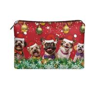 XXQGOMG Borsa cosmetica per ragazze adolescenti piccola pochette per trucco per borsa da viaggio per la cura della pelle per le donne, Cane di Natale
