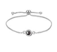 XXTONE Bracciale proiezione foto Bracciale personalizzato con immagine dentro Bracciale regolabile con foto a cerchio Regalo di compleanno Gioielli per donne uomini (Argento)