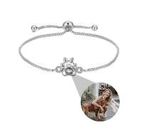 XXTONE Bracciale proiezione foto Bracciale personalizzato con immagine dentro Bracciale regolabile con foto a cerchio Regalo di compleanno Gioielli per donne uomini (Argento 6)