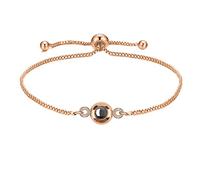 XXTONE Bracciale proiezione foto Bracciale personalizzato con immagine dentro Bracciale regolabile con foto a cerchio Regalo di compleanno Gioielli per donne uomini (Oro rosa2)