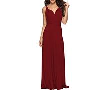 xxxiticat - Abito da sera lungo da donna, elegante abito da damigella d'onore, abito da cocktail, per le feste, rosso vivo, L