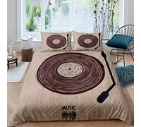 XXXXAWA Copripiumino Matrimoniale, giradischi d'epoca Biancheria da Letto in Morbida Microfibra, copri piumino 260x240 cm e 2 Federe 50x80 cm con Zippere