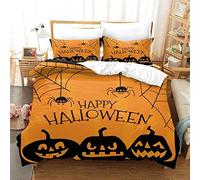 XXXXAWA Copripiumino una Piazza e Mezza, Ragno nero e zucca di Halloween Biancheria da Letto in Morbida Microfibra, copri piumino 200x200 cm e 2 Federe 50x80 cm con Zippere