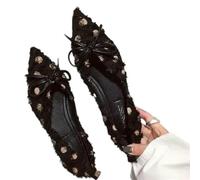 XXYAOCHEN Ballerine Scarpe Basse Casual da Donna con Fiocco E Punta Affusolata, Perfette per Le Vacanze.-Nero-37
