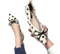XXYAOCHEN Ballerine Scarpe Basse Casual da Donna con Fiocco E Punta Affusolata, Perfette per Le Vacanze.- bianco-40
