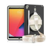 XYAL Covers e Custodie, Durable TPU Cover 360° Rotation Hand Strap And Built-in Screen Protector Case Compatibile con 2020 10.2(Nero)