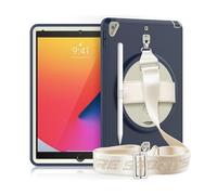 XYAL Covers e Custodie, Durable TPU Cover 360° Rotation Hand Strap And Built-in Screen Protector Case Compatibile con 2020 10.2(Navy)