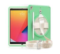 XYAL Covers e Custodie, Durable TPU Cover 360° Rotation Hand Strap And Built-in Screen Protector Case Compatibile con 2020 10.2(Verde)
