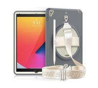 XYAL Covers e Custodie, Durable TPU Cover 360° Rotation Hand Strap And Built-in Screen Protector Case Compatibile con 2020 10.2(Grey)