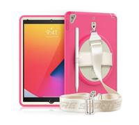 XYAL Covers e Custodie, Durable TPU Cover 360° Rotation Hand Strap And Built-in Screen Protector Case Compatibile con 2020 10.2(Rose)