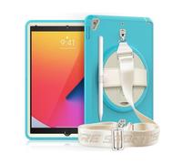 XYAL Covers e Custodie, Durable TPU Cover 360° Rotation Hand Strap And Built-in Screen Protector Case Compatibile con 2020 10.2(Light Blue)