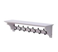 Xyanzi Appendiabiti Mensola, Mensola con Ganci Appendiabiti in Legno con 4/5/6/7 Ganci Metallici E Ripiano Superiore per Corridoio Bagno Soggiorno Camera da Letto (Color : White, Size : 7 Hook)
