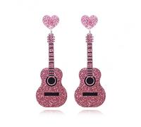 XYAYOU Orecchini pendenti in acrilico a forma di chitarra musicale, per donne e ragazze, a forma di cuore rosa, stile punk rinascimentale, gioielli hip hop, idea regalo, zinco, senza pietre preziose