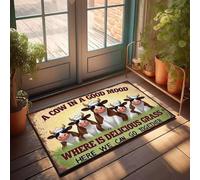 XYBH Accessori da garage per uomo caverna una mucca di buon umore. Dove è l'erba deliziosa? Zerbino decorativo per portico mobili per sala giochi (50 x 80 cm)