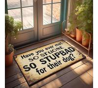 XYBH Divertente tappeto da bagno con scritta in inglese "Have You Ever Met Someone So Stupid For Their Dog?", zerbino emo, decorazione per camera da letto (40 x 60 cm)