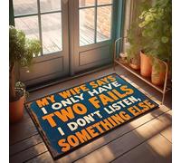 XYBH Divertente tappeto da bagno My Wife Says I Only Have Two Fails: 'I Don'T Listen,' Something Else Zerbino Emo Room Decor Stuff per camera da letto (65 x 90 cm)