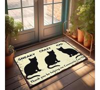 XYBH Divertente zerbino decorativo per camera Sneaky Crazy Mad Thank You For Helping Me Community Cats Tn. Zerbino per casa colonica tappeto da bagno decorazione per esterni per portico anteriore (65