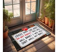 XYBH Divertente zerbino per porta d'ingresso, con cani pazzi e scritta "Live Here", per uomo, idea regalo per la decorazione della casa (50 x 80 cm)