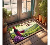 XYBH Divertente zerbino per porta d'ingresso, per celebrare la vita con vino rosso e uva. Zerbino per interni, decorazione autunnale, tappetino di benvenuto per porta d'ingresso (40 x 60 cm)