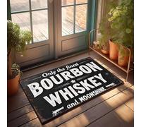 XYBH Home Alone - Zerbino con scritta "Only The Finest Bourbon Whisky and Moonshine. Zerbino autunnale per esterni, decorazione casa sul lago (50 x 80 cm)