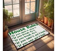 XYBH Home Decor Uomini Regole della casa: Aperto, Chiudi; Rompere, Correggi; Take, Return. Zerbino di benvenuto Zerbino divertente per esterni (50 x 80 cm)