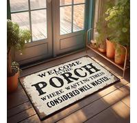 XYBH Home Decor - Zerbino con scritta in lingua inglese "Welcome to the portch where wasting time is considerered well wasted", decorazione per la casa e la stanza dei ragazzi (65 x 90 cm)