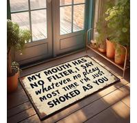 XYBH Home Decor - Zerbino con scritta "Men My Mouth Has No Filter, I Say Whatever No Pleay Most Time I'm Just Shoked As You", zerbino per porta d'ingresso, tappetino da bagno grande (65 x 90 cm)