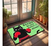 XYBH Home Decor - Zerbino per porta d'ingresso, motivo: gatto boxe, motivo "Because Murder Is Wrong!", misura grande, 50 x 80 cm