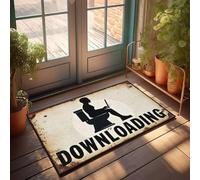 XYBH Home Sweet Apartment, zerbino con scritta in inglese "A person is sitting on a toilet using a laptop with the word downloading underit", zerbino cool stuff per ragazzi tappeto per cucina (50 x 80