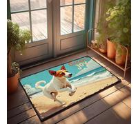XYBH Home Sweet Apartment Zerbino Ocean Joy: cane che corre sulla spiaggia zerbino Cool Stuff per ragazzi tappeti per cucina (65 x 90 cm)