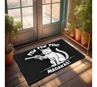 XYBH Madakas! - Zerbino in tinta unita, motivo: gatto con pistola e scritta in inglese "Madakas!", decorazione per casa, 50 x 80 cm