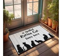 XYBH Set di tappeti da cucina con scritta "A Spoiled Rotten Cat Lives Here", zerbino di benvenuto in classe (50 x 80 cm)