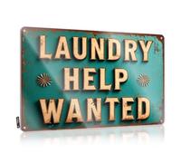 XYBH Stuff For Your Room Laundry Help Wanted Sign Targa in latta retrò divertente decorazione da cucina (30 x 40 cm)