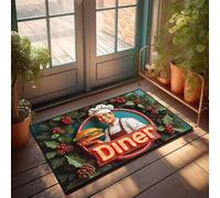 XYBH Tappetino autunnale per esterni, con un allegro chef che tiene un hamburger gigante davanti a uno zerbino festivo, tappetino invernale di benvenuto decorativo per la casa (40 x 60 cm)