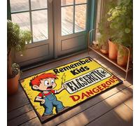 XYBH Tappetino da bagno con scritta "Remember, Electricity is Dangerous. Be Careful!", zerbino decorativo per bagno, tappeto autunnale (50 x 80 cm)