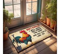 XYBH Tappetino per portico anteriore per esterni con scritta "Don'T Ruffle, I'Ll Bury You Under The Coop!", tappetino da bagno per esterni (65 x 90 cm)