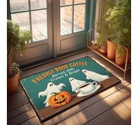 XYBH Tappeto autunnale per esterni con caffè appena preparato servito con crema e zucchero, zerbino con cacao caldo, decorazione per bar (65 x 90 cm)