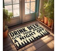 XYBH Tappeto autunnale per porta d'ingresso, bevi birra, regala al tuo cervello una notte libera. Zerbino divertente per cadere fuori (65 x 90 cm)