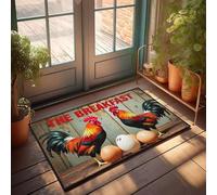 XYBH Tappeto autunnale per porta d'ingresso, due galli stanno orgogliosi, proteggono le loro uova, stuoia divertente per cadere fuori (65 x 90 cm)
