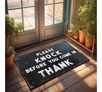 XYBH Tappeto da bagno rustico con scritta in inglese "Please Knock Before You Come In. Thank You". Zerbino decorativo per la stanza dei giochi (50 x 80 cm)