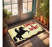 XYBH Tappeto da bagno rustico Cowgirl e Spirit Riding Horse, zerbino decorativo per camera dei giochi (50 x 80 cm)