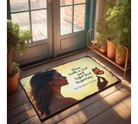 XYBH Tappeto da esterno porta d'ingresso con una donna che tiene delicatamente una farfalla, simboleggia libertà e trasformazione. Zerbino per interni ed ingresso estivo (65 x 90 cm)
