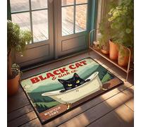 XYBH Tappeto per portico anteriore Black Cat & Sink Co. - Zerbino per esterni con scritta "Wash Your Paws", per porta d'ingresso, decorazione per patio esterno (50 x 80 cm)
