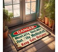 XYBH Tappeto portico anteriore Pericolo: mentalmente instabile, non 'Illy medicated. Tenere distanza di sicurezza. Zerbino per esterni per porta d'ingresso decorazione patio esterno (50 x 80 cm)